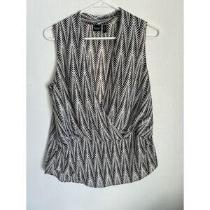 Cruel Denim Western Sleeveless Blouse Top Women's L Brown Cream Aztec Pattern